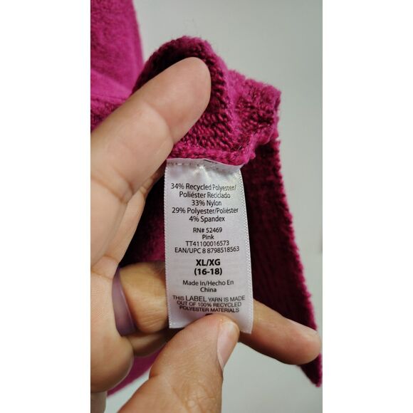 Time & Tru Women's XL Knit Pink Long Sleeve Sweater - Picture 3 of 6